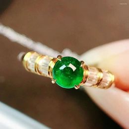 Cluster Rings JY2024 No.10332 Emerald Fine Jewellery 18K Gold Natural Green 0.62ct Gemstones Male For Men's Ring