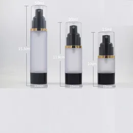 Storage Bottles Spray Pump Airless Bottle Empty Black Frosted 15ML 30ML 50ML Refillable Cosmetic Container With Clear Cap