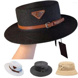 Wide Brim Hats PRA Designer Straw Hat Italian Luxury Brand Same Style Women's Caps 2024 Summer Classic Inverted Triangle Men's Large Sun