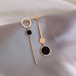 Dangle Earrings Asymmetric Earring Korean Style Design Long Hollow Circle Metal Ball Boucles D'oreilles Pendantes
