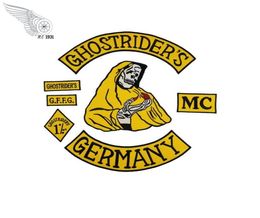 2018 Yellow Ghostrider Germany Embroidery Iron On Patches For Clothing Large Rider Back Patch41456697873789