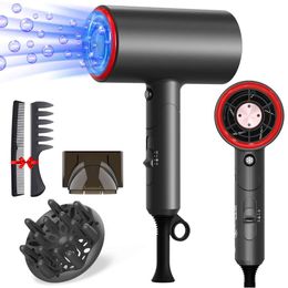 - 1800W Professional Blow Ions Dryer, Fast Drying, Portable with Diffuser and Concentrator, Low Noise Care Thermostat Travel Hair Dryer for Women Men