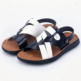 Sandals Summer Men Shoes Leather Slipper 2024 Fashion Sports Sneaker Korea Style
