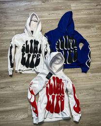 American letter print high street trendy brand oversized hoodie men Y2K retro casual pullover sweatshirt women 240321