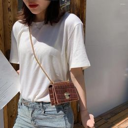 Shoulder Bags Women Pure Mini Chain PU Leather Youth Ladies Small Square Bag Casual Messenger Crossbody