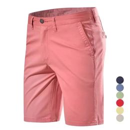 Men Shorts Summer Cotton Middle Waist Male Luxury Casual Business Men Shorts Printed Beach Stretch Chino Classic Fit Short Homme 240314
