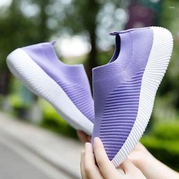Casual Shoes Spring And Autumn Mesh Breathable Knitted Women's Flat Comfortable Soft Sole Sports Women Sneakers