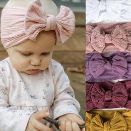 Hair Accessories 2024 Baby Headband Soft Nylon Mother Kid Headwear Bowtie Girls Wide Born Pography