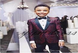 New Print Boy Tuxedos 2022 One Button Shawl Lapel custom Made Boy Wedding Suits Two Piece Formal Boys Wear JacketPantsTie Bow 8012307