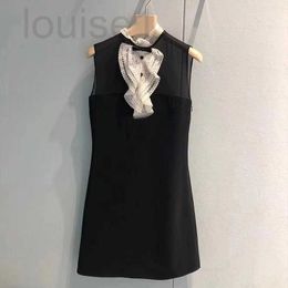 Basic & Casual Dresses Designer Brand Miu Black Dress, Hepburn Style Small Lace Patchwork Collar, Socialite Sleeveless Vest Skirt, Spring A-line Skirt Q0YY