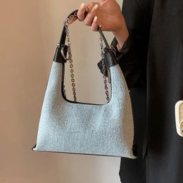 Evening Bags Brand Designer Chain Denim Women's Shoulder Bag Casual Crossbody Small Hobos Handbag 2024 Trend A2