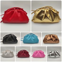 2024 Hot Designer Mini Clutch Soft Sheep Leather Round Bottom Teen Full Range of Colors Fashion Women's Pleated Pouch Dumpling Bag