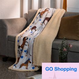 Printed Flannel Lambswool Blanket Double-Sided Fleece Blanket Winter Warm Nap Blankets Office Blankets