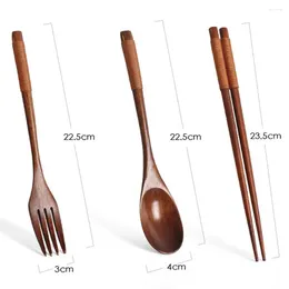 Dinnerware Sets For 2024 Wooden Durable Sushi Chopsticks Spoon Cutlery Set Non-slip Travel Suit Reusable Kitchen Tools