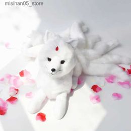 Plush Dolls Super cute white red nine tailed fox plush toys stuffed animals nine tailed foxes Kyuubi Kitsune dolls creative gifts for girls Q240322