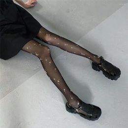 Women Socks Sweet Unique Floral Print Cool Nylon Harajuku Lolita Tights Korean Style Hosiery Fairy Stockings Bottoming Pantyhose