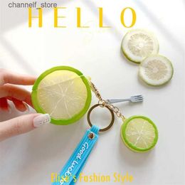 Earphone Accessories 3D Lime Fruit Lemon Earphone Case for Airpods Pro 1 2 3 Silicone Headphone Earbuds Cover for Airpods Pro Case with Keychain CaseY240322