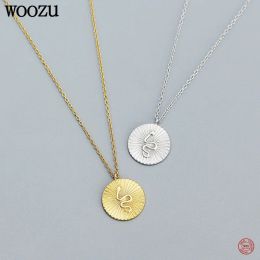 Necklaces WOOZU 925 Sterling Silver Fashion Vintage Round Snake Necklace for Women Party Simple Goth Charm Unique Choker Jewellery Xmas Gift
