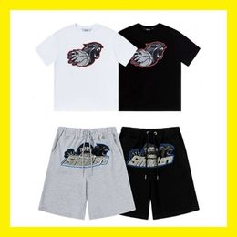 Trendy Trapstar Tiger Head Embroidered Shorts Printed Short Sleeved T-shirts Sports and Casual Capris Set Summer