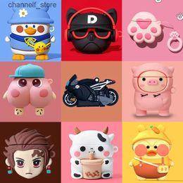 Earphone Accessories Silicone Cartoon Headphone Cover for AirPods Case 3D Earphone Case for Airpods 1 2 Pro Case for Air Pods Pro Case KeychainY240322