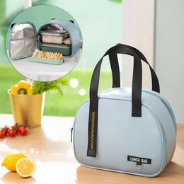 Portable Oxford Insulated Lunch Bag Foldable Semicircle Thermal Bento Boxes Cooler Bags Food Storage Container For School Picnic 240312