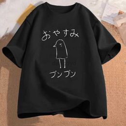 Women's T-Shirt Oyasumi Punpun Duck T-shirt Anime Cotton Short sleeved Womens T-shirt Casual O-neck T-shirt Kawaii Girls Top 240322