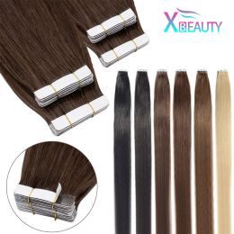 Extensions Tape In Hair Extensions 100% Human Hair 16 To 26 Inch Adhesive Replaceable Seamless Skin Weft Tape 20/40pcs Straight Hair Women