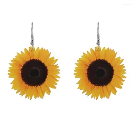 Dangle Earrings Lovely Sunflower Acrylic For Women Girls Statement Big Daisy Flower Fashion Charm Jewellery Gifts