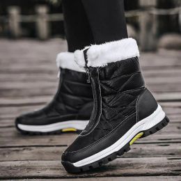 Boots Ankle Boots Women Winter Waterproof Shoes Keep Warm Nonslip Black Snow Boots Ladies Laceup Plus Size 42 White Boots