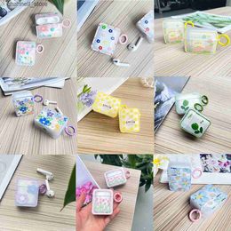 Earphone Accessories For AirPods Pro 2nd Case Ins Fashion Flower Silicone Cover For AirPods 1 2 3 Girls Cute Earphone Charging Box With KeyringY240322