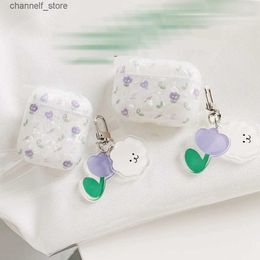 Earphone Accessories For AirPods Pro /airpod 3/AirPods 2 Case Cute Korean bear flower tulip Pendant headphone case Air pods 3 silicone Earphone CoverY240322