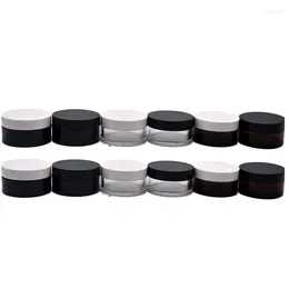 Storage Bottles 10pcs 50G Plastic PET Cream Containers Thick Wall Makeup Pot Black Empty Cosmetic Jars Brown Wide Mouth Refill Bottle With