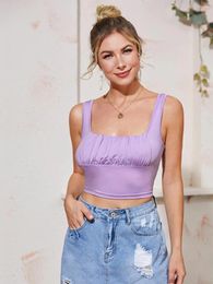 Women's Tanks Summer Cropped Top Women Sleeveless Nightclub Purple Sexy Party Camis Tank Clothing Holiday