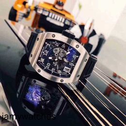 Luxury Mens Mechanical Watch RicharsMill Rms010 Swiss Movement Rubber Strap Wristwatches Htwi