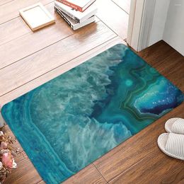Carpets Turquoise Teal Agate Stone Doormat Rug Carpet Mat Footpad Bath Anti-slip Entrance Kitchen Bedroom Absorbent Dust Removal