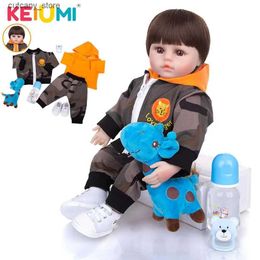 Stuffed Plush Animals KEIUMI New Fashion 18 Inch Soft Silicone Reborn Baby Dolls Boneca Reborn Bebe Toys Cloth Body Dolls Birthday Gift Surprises L240322