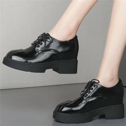 Dress Shoes Lace Up Ankle Boots Women Genuine Leather Chunky High Heel Pumps Female Round Toe Fashion Sneakers Platform Loafers Casual