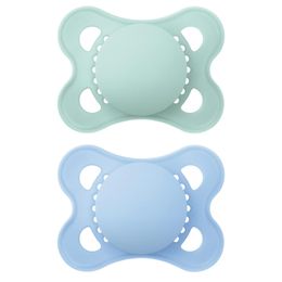 Original Matte Baby-Schnuller, Nippelform fördert eine gesunde orale Entwicklung, Sterilisator-Etui, Junge und Mädchen, 0–6 Monate (2 Stück)