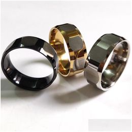 Band Rings 30Pcs Matte Surface 8Mm Men Women Stainless Steel Ring Gold Sier Black Top Mix Comfortable Man Unique Design Jewe Dhgarden Dhgcp