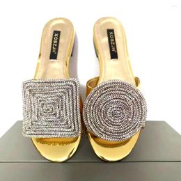 Slippers 2024 Summer Designer Women Crystal Circle And Square Open Toe Shoes