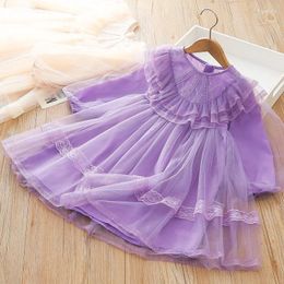 Girl Dresses 2024 Spring And Summer Dress Purple Gauze Fashion Toddler Clothes