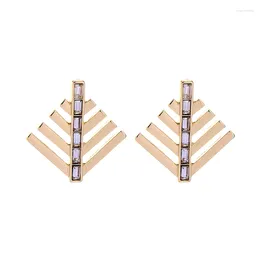 Stud Earrings RKR Geometric Fishbone Arrow Leaf Gold Colour Alloy For Women Exquisite Crystal 2024 Fashion Jewellery