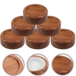 Dinnerware 6pcs Wooden Mason Jar Lids Sealed Reusable Canning Accessories