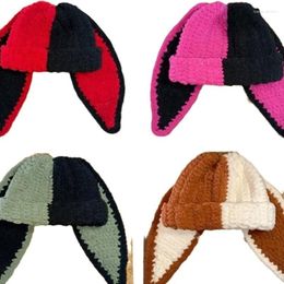 Berets Girls Hat Handmade Headgear For Outdoors Knitted Long Ears Yarn Large Cartoon