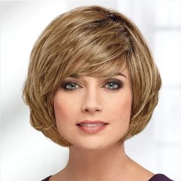 Synthetic Wigs Hairjoy Hair Women Short Straight Ombre Bob Wig With Bangs Blonde Sier Brown Red Drop Delivery Products Dhtqk