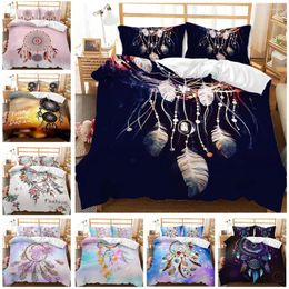 Bedding Sets Colourful Duvet Cover Set Dream Catcher Feather Mandala Comforter With Pillowcase For Adult Girls Bedroom Decor