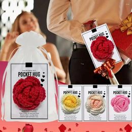 Party Favour Handmade Cute Crocheted Rose Pocket Hug Token Small Gift Card Sympathy With Flower N4w7