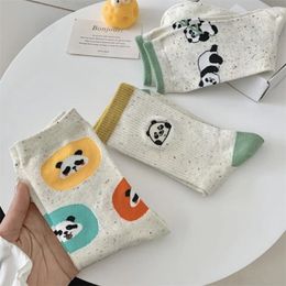 Women Socks For Korean Style Trendy Fashion Cartoon Cute Girls Casual Spring Cotton Absorb Sweat Crew Embroidery