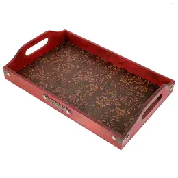 Kitchen Storage Square Wooden Pallet Food Tray Tea Dessert Fruit Bread Serving Dish Small Alloy Room