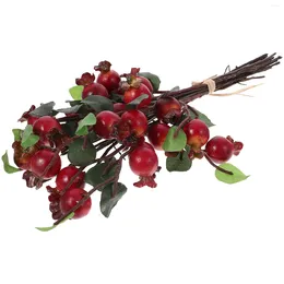 Decorative Flowers Group Of 5 Artificial Rosehip Berries Berry Stems Picks Simulation Pomegranate Flower Fruit Floral For Craft Home